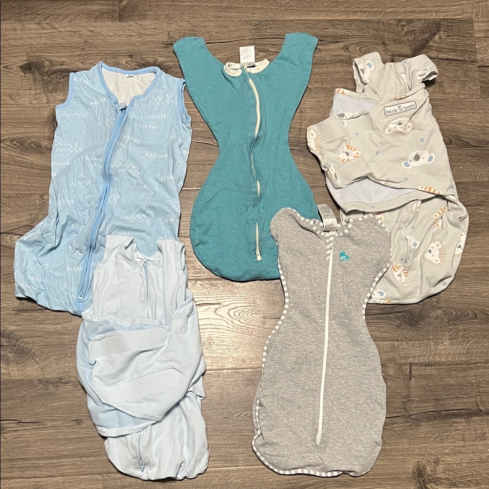 Swaddle Designs Baby Sleep Sacks in Blue, Teal, and Gray